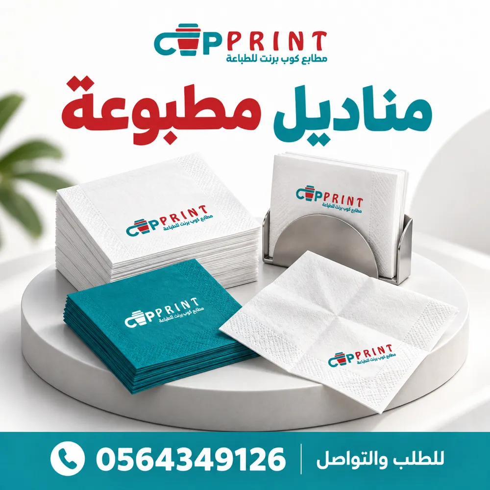 طباعة مناديل ورقية بشعار المطعم والكافيه